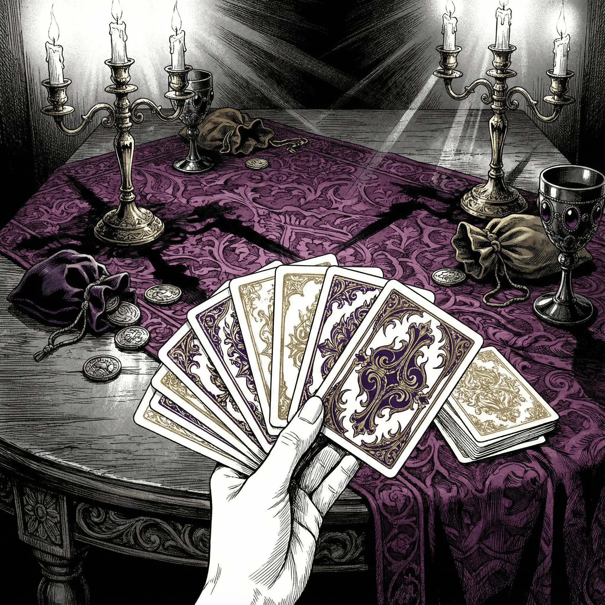 Mesa de bacará elegante com cartas